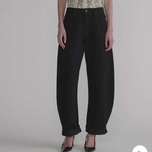 FRAME The Bubble High Rise Wide Leg Jeans in Black